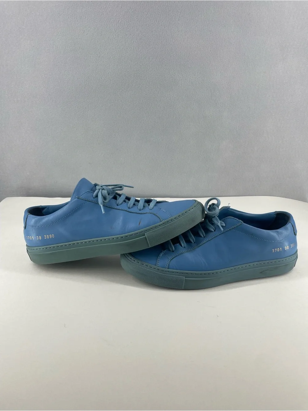 Woman by Common Projects Achilles Leather Sneaker Blue EU38 US8 W Made In Italy
